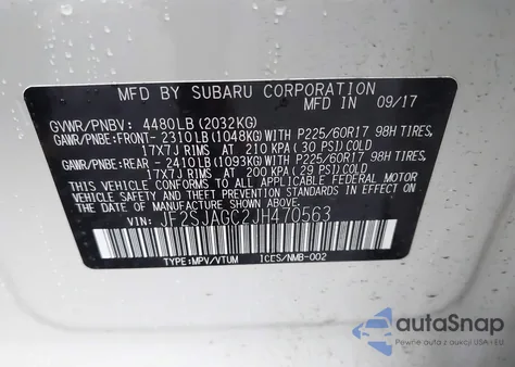 2018 Subaru Forester 2.5I Premium из США, поврежденный, VIN JF2SJAGC2JH470563